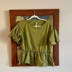 Anthropologie Olive Green Peplum Top